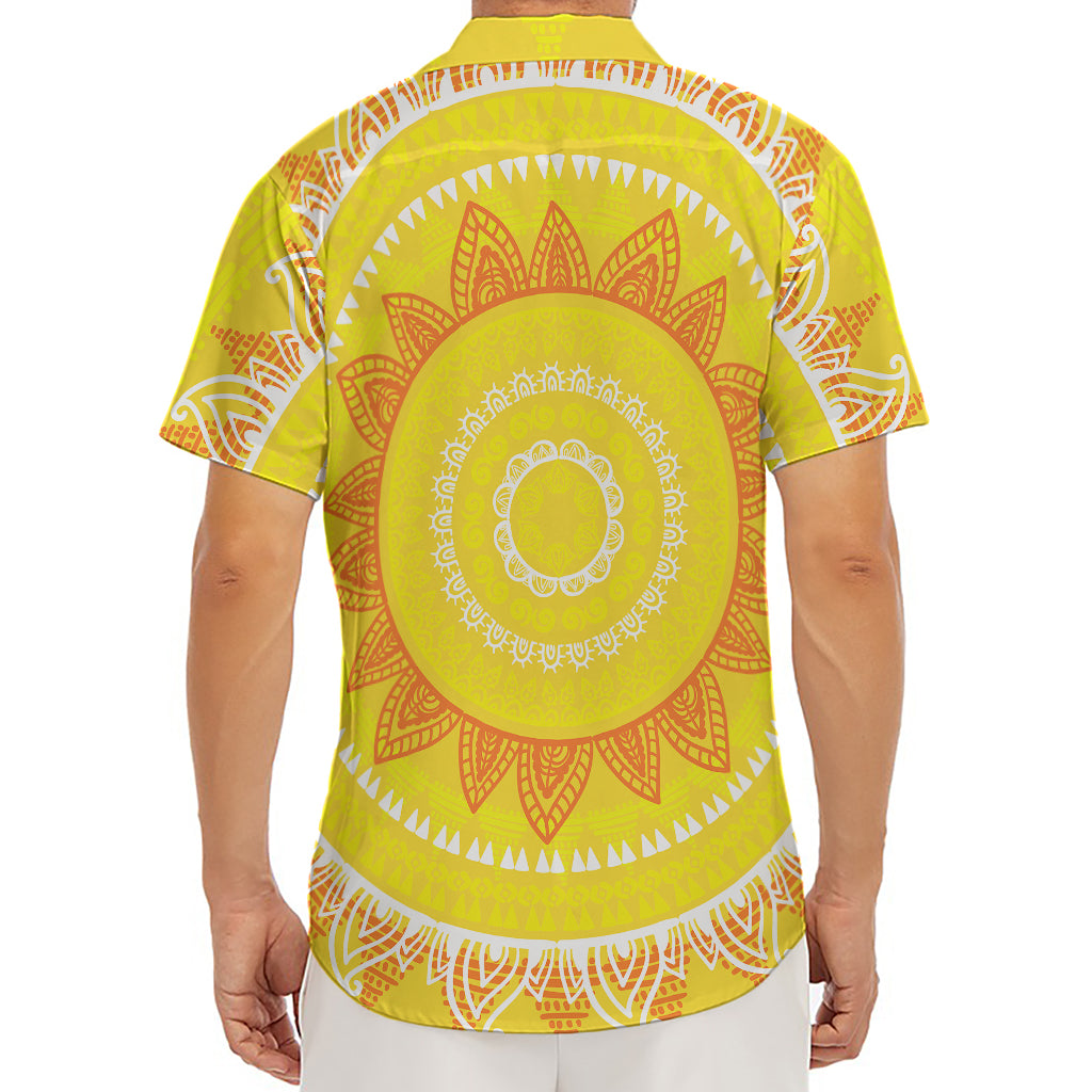 Mandala Sun Print Men's Deep V-Neck Shirt