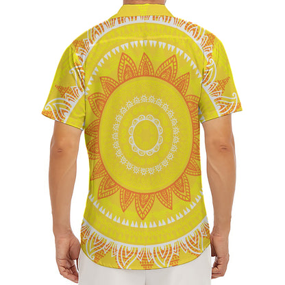 Mandala Sun Print Men's Deep V-Neck Shirt