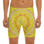 Mandala Sun Print Men's Long Boxer Briefs
