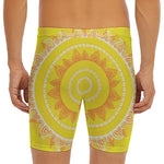 Mandala Sun Print Men's Long Boxer Briefs