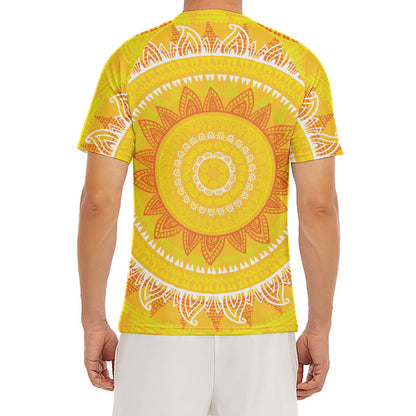 Mandala Sun Print Men's Short Sleeve Rash Guard