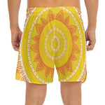 Mandala Sun Print Men's Split Running Shorts