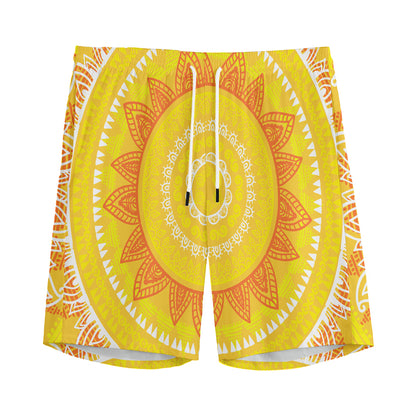 Mandala Sun Print Men's Sports Shorts