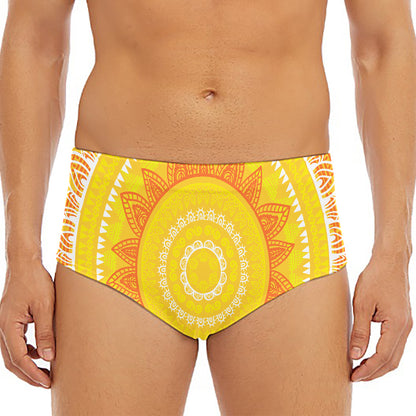 Mandala Sun Print Men's Triangle Swim Briefs