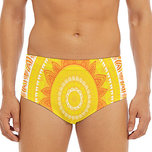 Mandala Sun Print Men's Triangle Swim Briefs