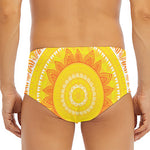 Mandala Sun Print Men's Triangle Swim Briefs
