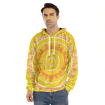 Mandala Sun Print Men's Velvet Pullover Hoodie