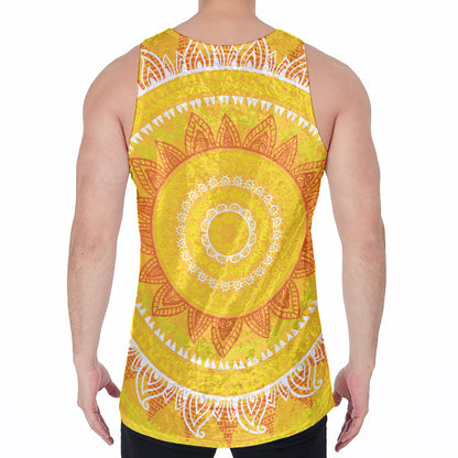 Mandala Sun Print Men's Velvet Tank Top