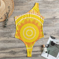 Mandala Sun Print One Shoulder Bodysuit
