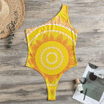 Mandala Sun Print One Shoulder Bodysuit