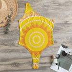 Mandala Sun Print One Shoulder Bodysuit