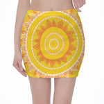 Mandala Sun Print Pencil Mini Skirt