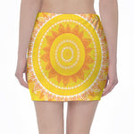 Mandala Sun Print Pencil Mini Skirt