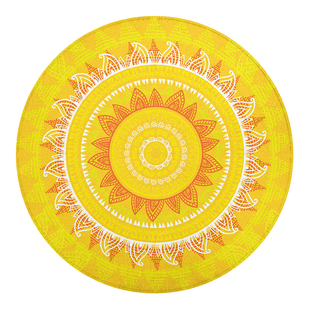Mandala Sun Print Round Blanket