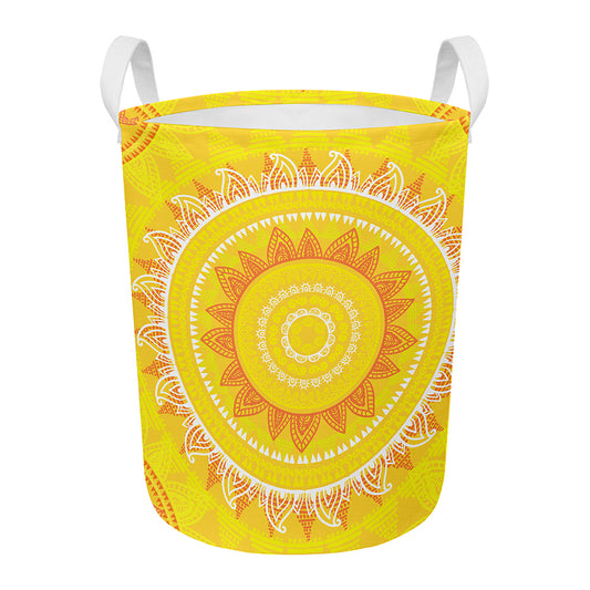 Mandala Sun Print Round Laundry Basket