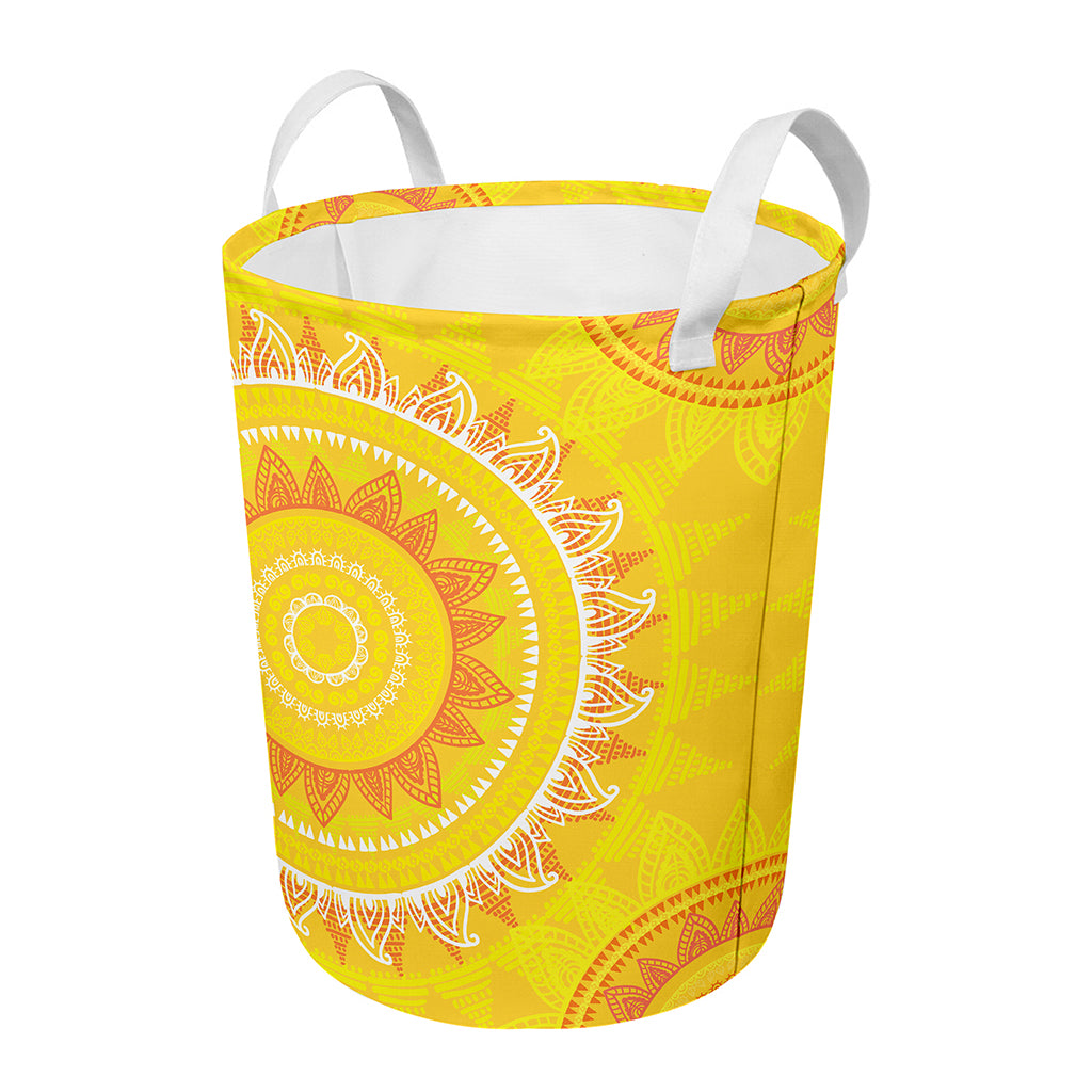 Mandala Sun Print Round Laundry Basket