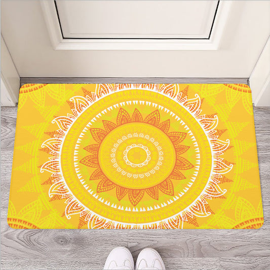 Mandala Sun Print Rubber Doormat