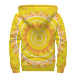 Mandala Sun Print Sherpa Lined Zip Up Hoodie