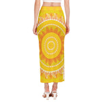Mandala Sun Print Side Slit Maxi Skirt