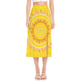 Mandala Sun Print Side Slit Midi Skirt