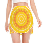Mandala Sun Print Side Slit Mini Skirt