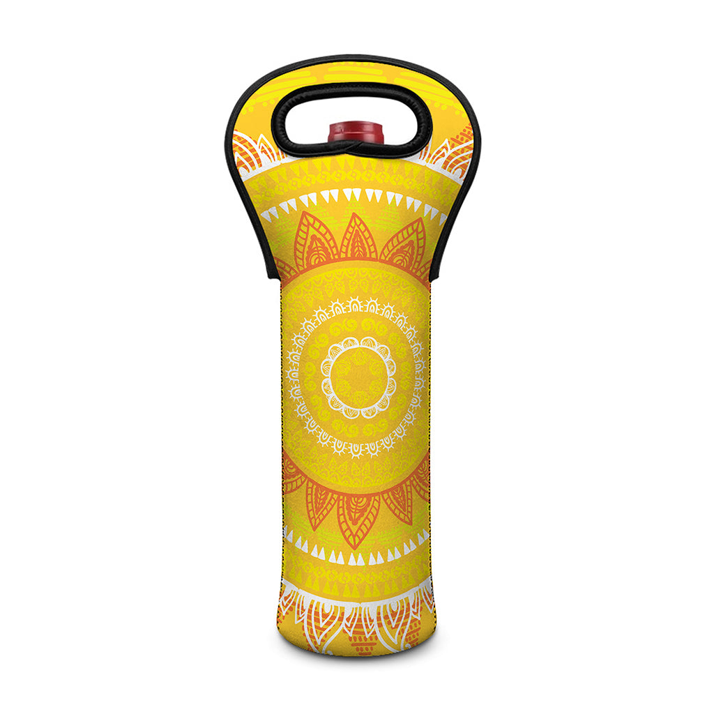 Mandala Sun Print Single Neoprene Wine Tote