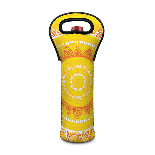Mandala Sun Print Single Neoprene Wine Tote