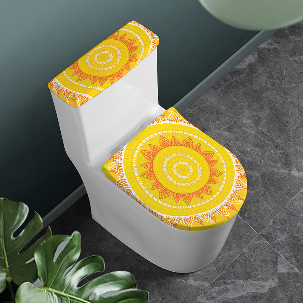 Mandala Sun Print Toilet Lid And Tank Cover Set