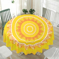 Mandala Sun Print Waterproof Round Tablecloth