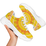 Mandala Sun Print White Chunky Shoes
