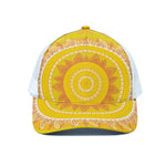 Mandala Sun Print White Mesh Trucker Cap