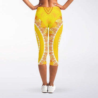 Mandala Sun Print Women's Capri Leggings