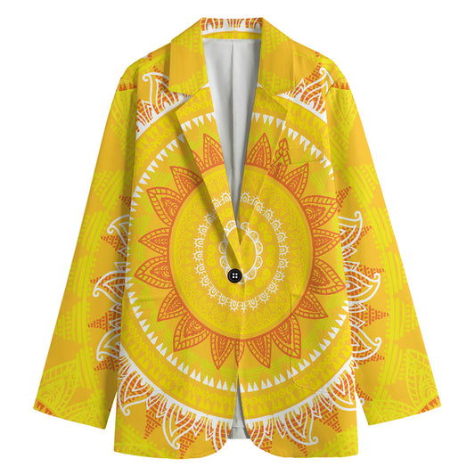 Mandala Sun Print Women's Cotton Blazer