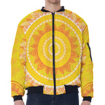 Mandala Sun Print Zip Sleeve Bomber Jacket