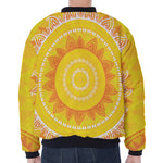 Mandala Sun Print Zip Sleeve Bomber Jacket