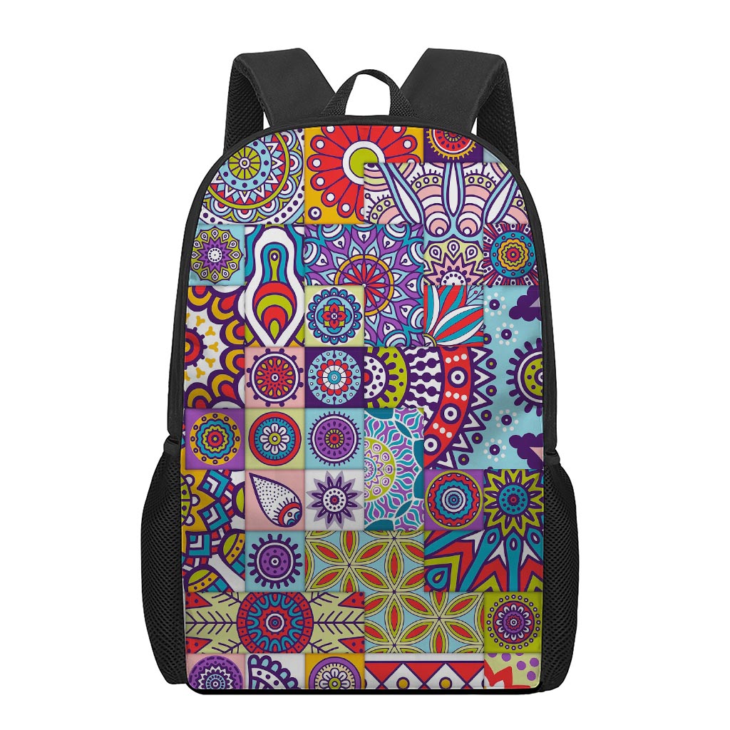 Mandala Tile Bohemian Pattern Print 17 Inch Backpack