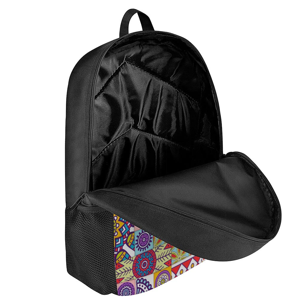 Mandala Tile Bohemian Pattern Print 17 Inch Backpack