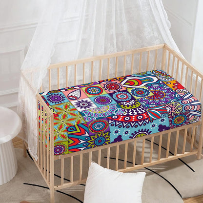 Mandala Tile Bohemian Pattern Print Baby Crib Sheet