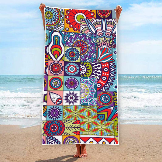 Mandala Tile Bohemian Pattern Print Beach Towel