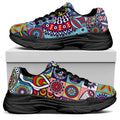 Mandala Tile Bohemian Pattern Print Black Chunky Shoes