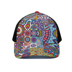 Mandala Tile Bohemian Pattern Print Black Mesh Trucker Cap