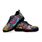 Mandala Tile Bohemian Pattern Print Black Running Shoes