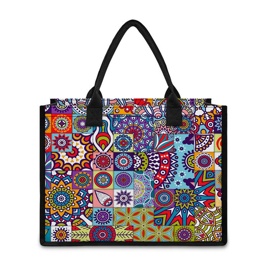 Mandala Tile Bohemian Pattern Print Canvas Tote Bag