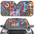 Mandala Tile Bohemian Pattern Print Car Windshield Sun Shade