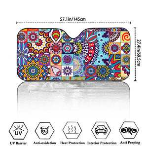 Mandala Tile Bohemian Pattern Print Car Windshield Sun Shade