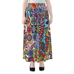 Mandala Tile Bohemian Pattern Print Chiffon Maxi Skirt