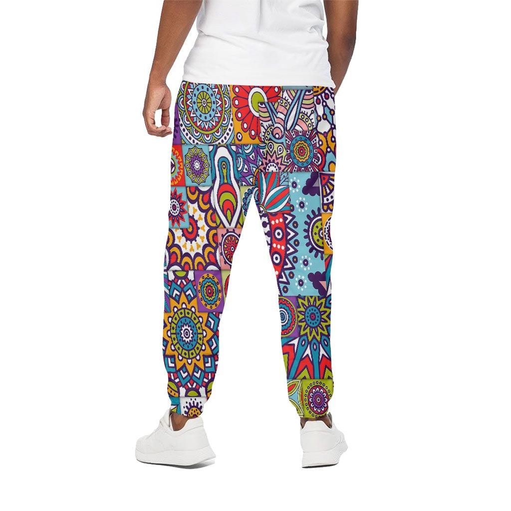 Mandala Tile Bohemian Pattern Print Cotton Pants