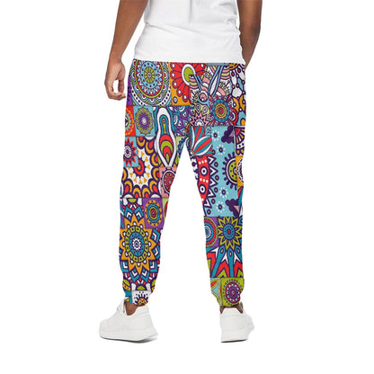 Mandala Tile Bohemian Pattern Print Cotton Pants