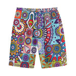 Mandala Tile Bohemian Pattern Print Cotton Shorts
