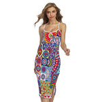 Mandala Tile Bohemian Pattern Print Cross Back Cami Dress